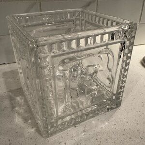 BABY Square Glass Vase Pen & Notepad Holder Trinket Dish